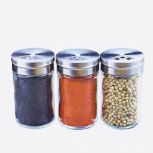Round Glass Seasoning Jar with Screw Metal Perforated Cover